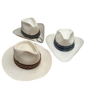 3 Cowboy Hats 2 Charlie 1 Horse Sizes M & 7 3/8 And 1 MHT Westerns Size M